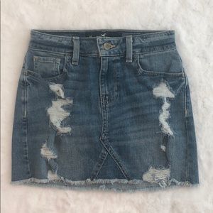 Hollister denim ripped skirt